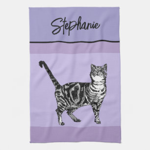 Cat Tabby Pastel Cats Womens Pastel Purple Kitchen Towel