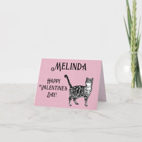 Cat Tabby Pastel Pink Cats Valentines Day Card