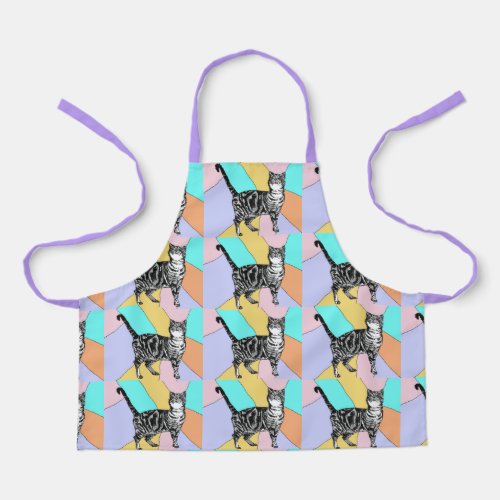 Cat Tabby Pattern Pastel Cats Girls Childs Apron