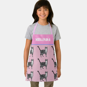 Cat Tabby Pattern Pastel Cats Kids PinkGirls Apron