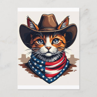 Cat Tabby Paw Feline USA Independence Day 2026 Hol Holiday Postcard