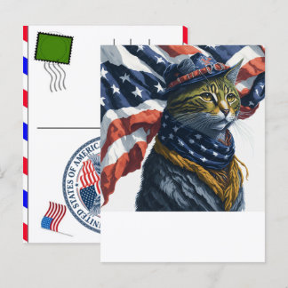 Cat Tabby Paw Feline USA Independence Day 2026 Holiday Postcard