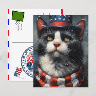 Cat Tabby Paw Feline USA Independence Day 2026 Holiday Postcard
