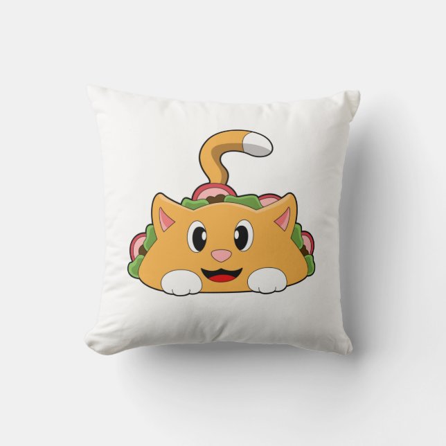 Cat Taco Throw Pillow (Front)