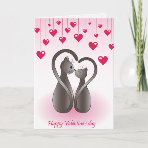 Cat Tail Heart Valentine Card