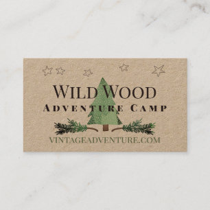 Cat Tail Pinecones Pine Tree Forest Theme Vintage Business Card