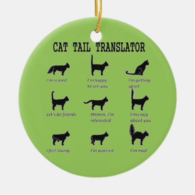 CAT TAIL TRANSLATOR CERAMIC ORNAMENT (Front)