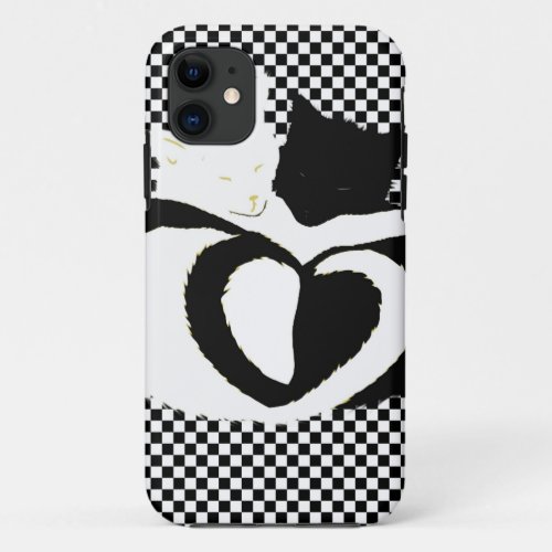 CAT tails _ love black white iPhone 11 Case