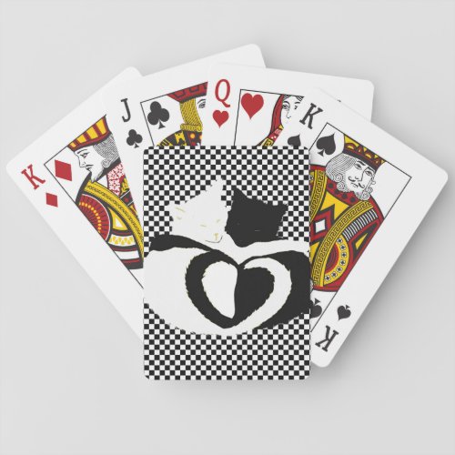 CAT tails _ love black white Poker Cards