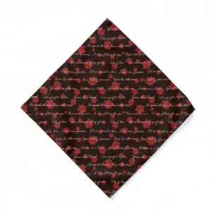 Cat Tails of Love Letters on Black Bandana