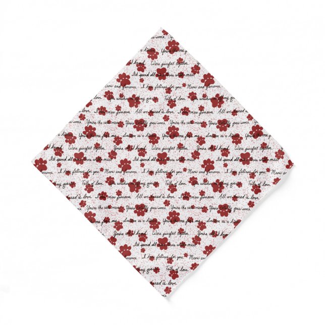 Cat Tails of Love Letters on White Bandana (Front)