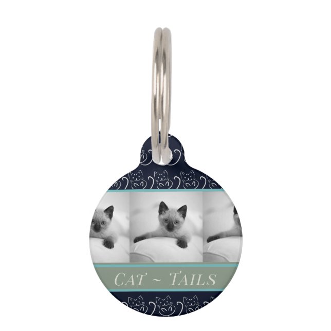 Cat Tails Photo & Name Pet ID Tag (Front)