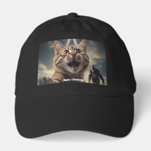 Cat Taking Selfie with UFO and Bigfoot Funny Gift Hat
