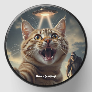  Cat Taking Selfie with UFO and Bigfoot Funny Gift Mini Candle Favors