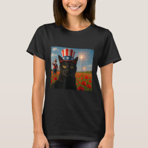 Cat Talking A Selfie Firework 4th Of July Patrioti T-Shirt