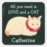 Cat Tama Square Sticker