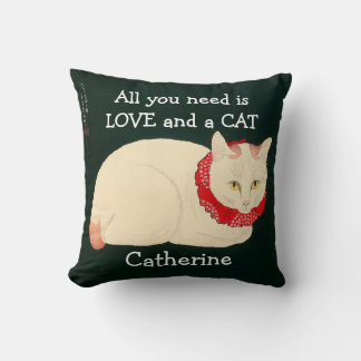 Cat Tama Throw Pillow