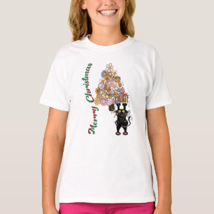 Cat Tangled In The Christmas Tree Lights T-Shirt