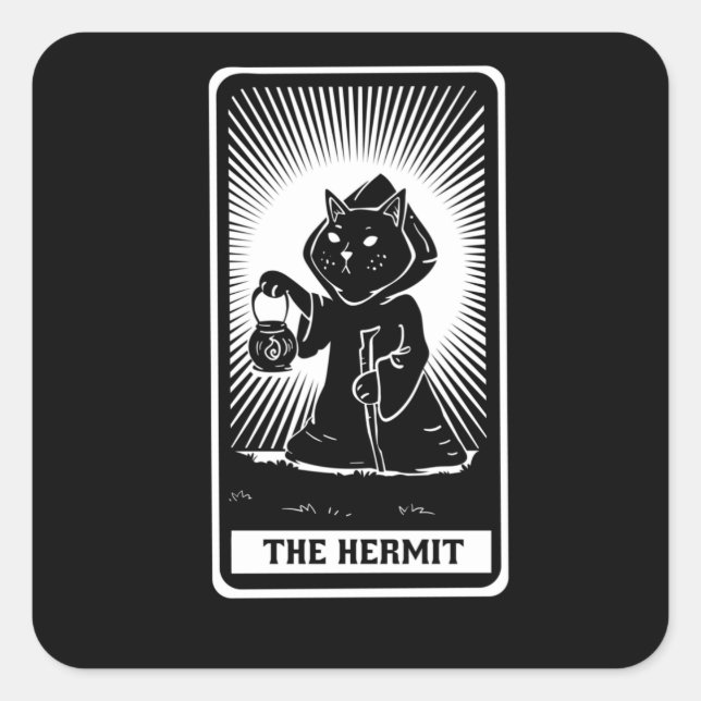 Cat Tarot Card Fantasy Square Sticker (Front)