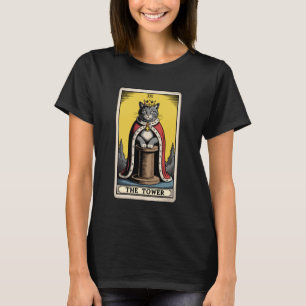 Cat Tarot Card The Tower Cat Scratching Post Tree T-Shirt