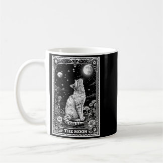 Cat Tarot Card Witchy Moon Hat Halloween Black Coffee Mug