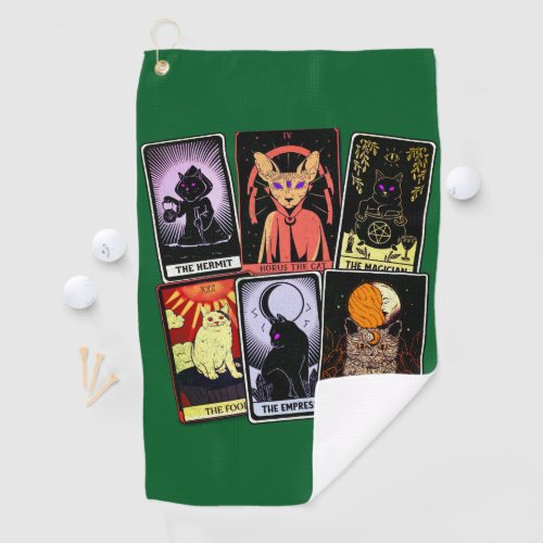 Cat Tarot Cards__Halloween Empress Hermit Fool Golf Towel