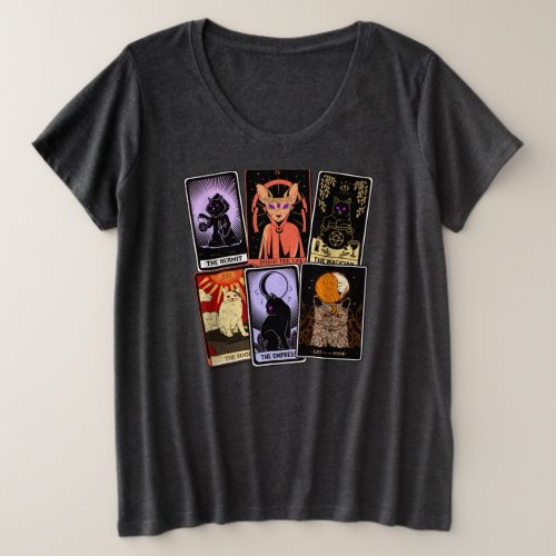 Cat Tarot Cards__Halloween Empress Hermit Fool Plus Size T_Shirt