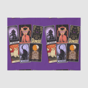 Cat Tarot Cards--Halloween Empress. Hermit, Fool Tissue Paper