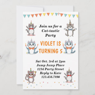 Cat-Tastic Kitty Cat Birthday Party With Gold Foil Invitation