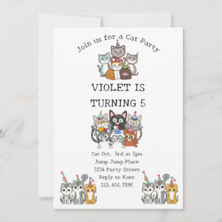 Cat-Tastic Kitty Cat Birthday Party With Gold Foil Invitation
