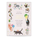 Cat-Tastic Kitty Cat Birthday Party With Gold Foil Invitation<br><div class="desc">Calling all of you tiny cat lovers!  The design features cute illustrated cats with party hats,  gifts,  cupcakes and balloons. This adorable birthday party invitation is purrfect for a kids kitty cat themed birthday party.</div>