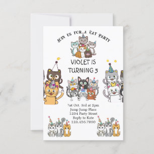 Cat-Tastic Kitty Cat Birthday Party With Gold Foil Invitation