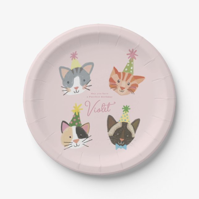Cat-tastic Purrfect Birthday Party Custom Paper Pl Plates (Front)