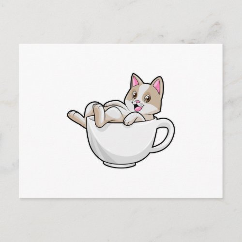 Cat Tea cup Postcard