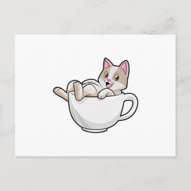 Cat Tea cup Postcard (Front)