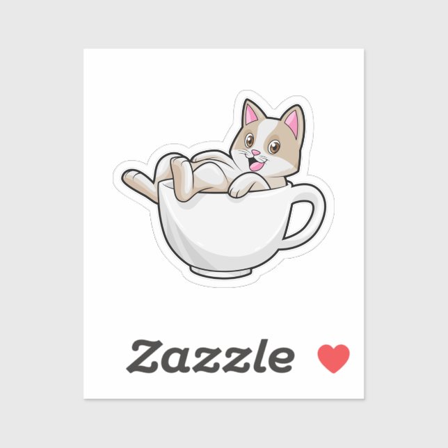 Cat Tea cup Sticker (Sheet)