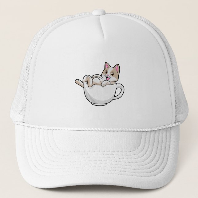 Cat Tea cup Trucker Hat (Front)