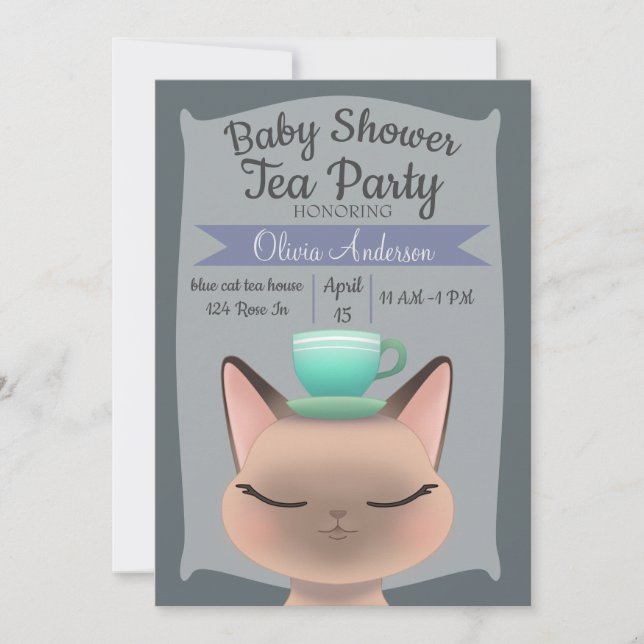 Cat Tea Party Invitation (Front)