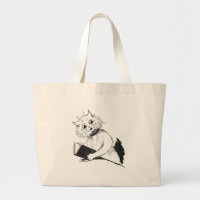 Cat Teacher with Educational Book Large Tote Bag