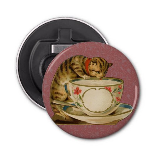 Cat Teacup Cute Vintage Victorian Bottle Opener