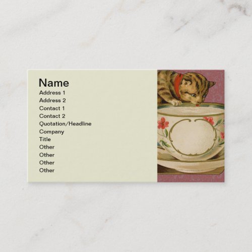 Cat Teacup Cute Vintage Victorian Business Card