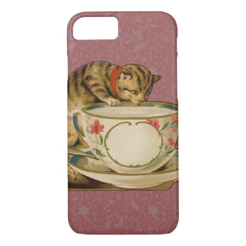 Cat Teacup Cute Vintage Victorian iPhone 87 Case