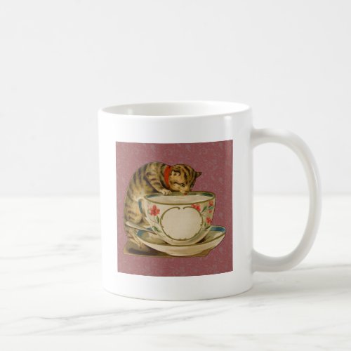 Cat Teacup Cute Vintage Victorian Coffee Mug