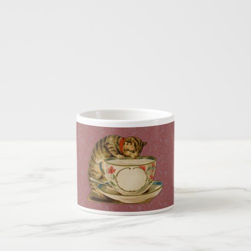 Cat Teacup Cute Vintage Victorian Espresso Cup