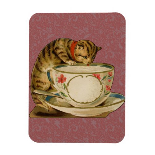 Cat Teacup Cute Vintage Victorian Magnet