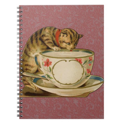 Cat Teacup Cute Vintage Victorian Notebook