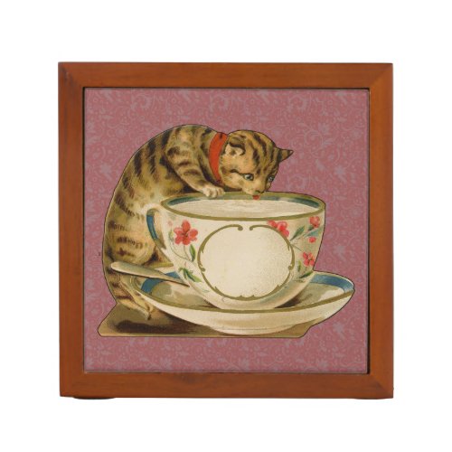 Cat Teacup Cute Vintage Victorian PencilPen Holder