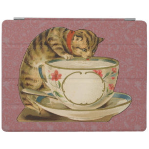 Cat Teacup Cute Vintage Victorian Pet Classic iPad Smart Cover