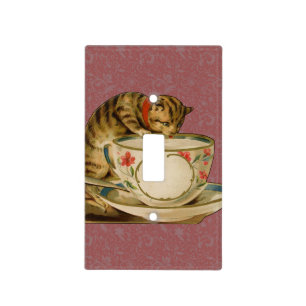 Cat Teacup Cute Vintage Victorian Pet Classic Light Switch Cover