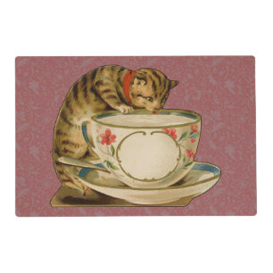 Cat Teacup Cute Vintage Victorian Pet Classic Placemat